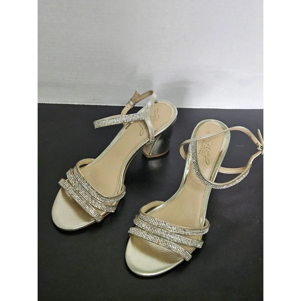 Sz 7.5 - Jewel Badgley Mishcka Sandals Gold Jewels